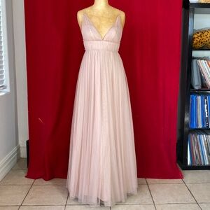Elegant pink V-Neck Gown. Size S.